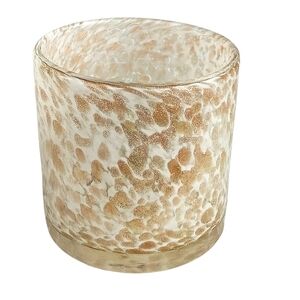 Pier 1 Imports Speckled Glass Candle Holder Shimmery White Gold